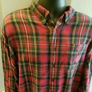 Men's long sleeve flannel shirt Tartan plaid red i